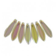 Czech Glass Daggers Perlen 5x16mm Crystal lemon rainbow